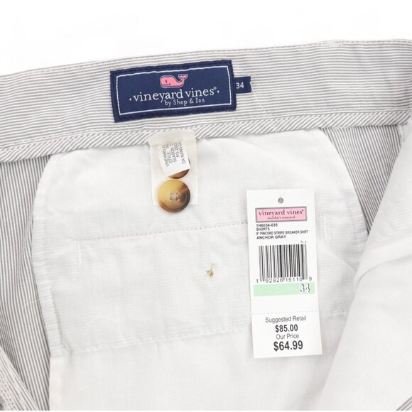 NWT Vineyard Vines 9" Pincord Stripe Breaker Short Mens 34 Anchor Gray New - Picture 4 of 5